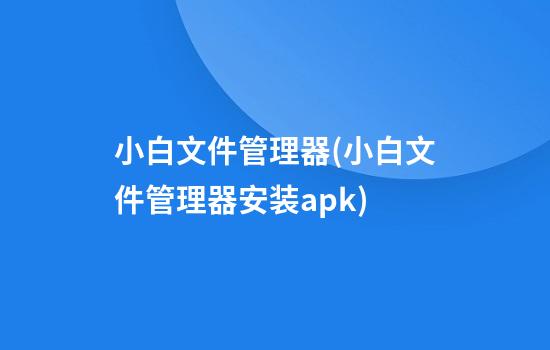 小白文件管理器(小白文件管理器安装apk)