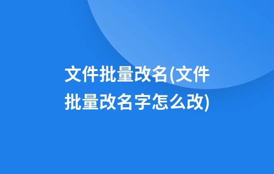 文件批量改名(文件批量改名字怎么改)