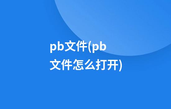 .pb文件(.pb文件怎么打开)