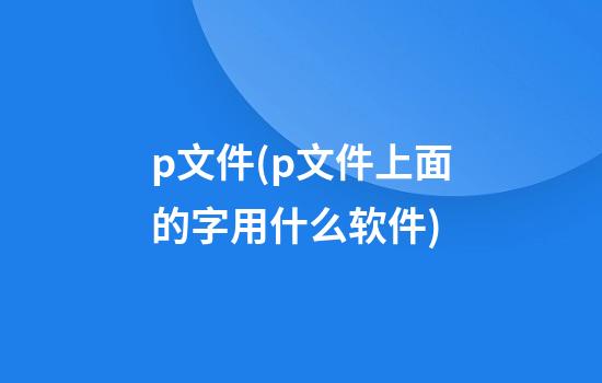 .p文件(p文件上面的字用什么软件)