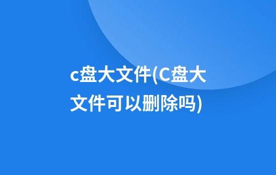 c盘大文件(C盘大文件可以删除吗)