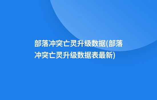 部落冲突亡灵升级数据(部落冲突亡灵升级数据表最新)