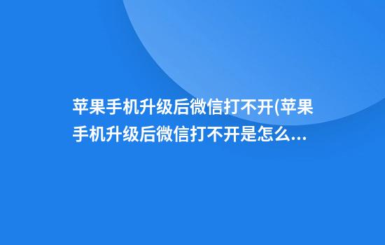 苹果手机升级后微信打不开(苹果手机升级后微信打不开是怎么回事)