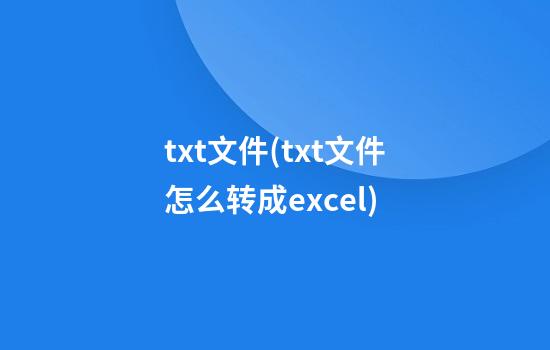 txt文件(txt文件怎么转成excel)