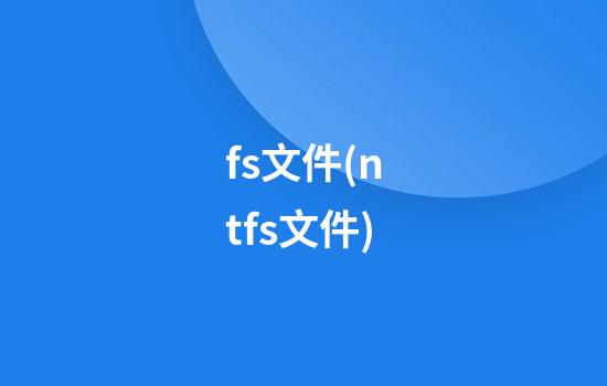 fs文件(ntfs文件)