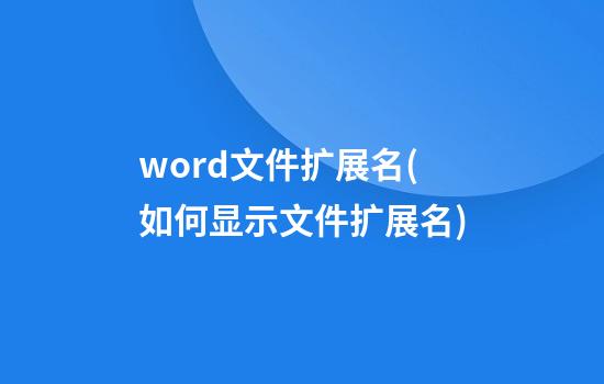 word文件扩展名(如何显示文件扩展名)