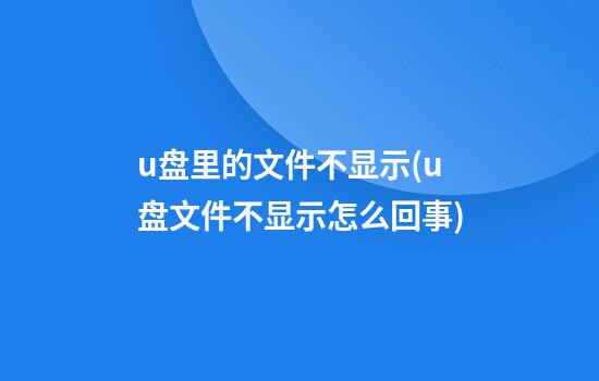 u盘里的文件不显示(u盘文件不显示怎么回事)