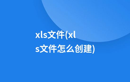 xls文件(xls文件怎么创建)