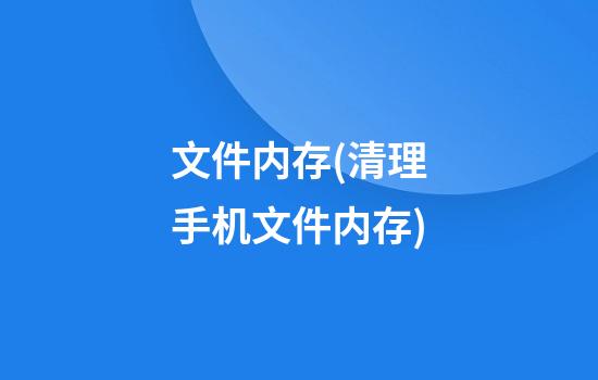 文件内存(清理手机文件内存)