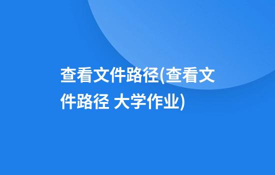 查看文件路径(查看文件路径 大学作业)