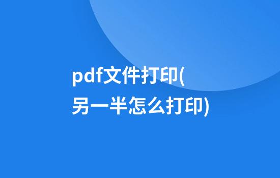 pdf文件打印(另一半怎么打印)