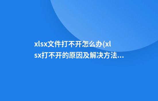 xlsx文件打不开怎么办(xlsx打不开的原因及解决方法)