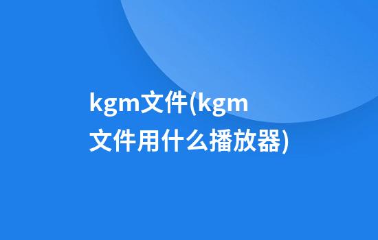 kgm文件(kgm文件用什么播放器)