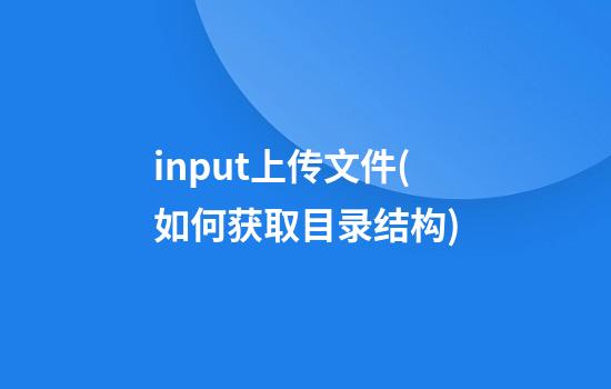 input上传文件(如何获取目录结构)