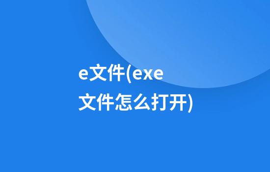 e文件(exe文件怎么打开)