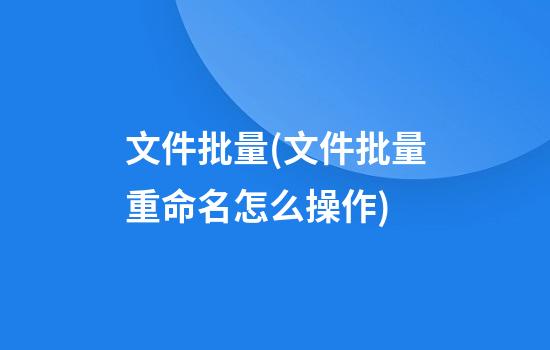 文件批量(文件批量重命名怎么操作)