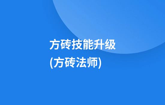 方砖技能升级(方砖法师)