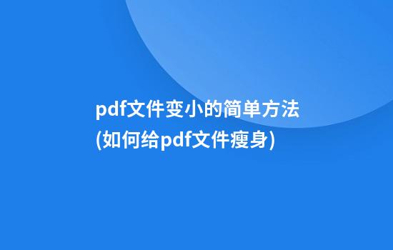 pdf文件变小的简单方法(如何给pdf文件瘦身)