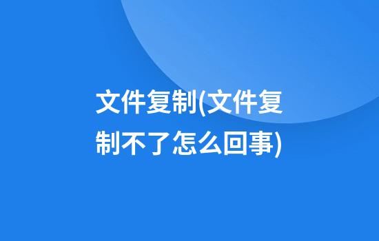 文件复制(文件复制不了怎么回事)