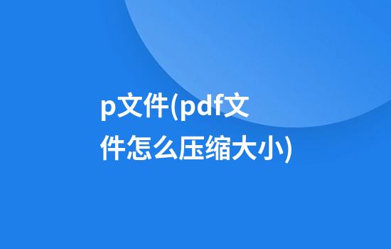 p文件(pdf文件怎么压缩大小)