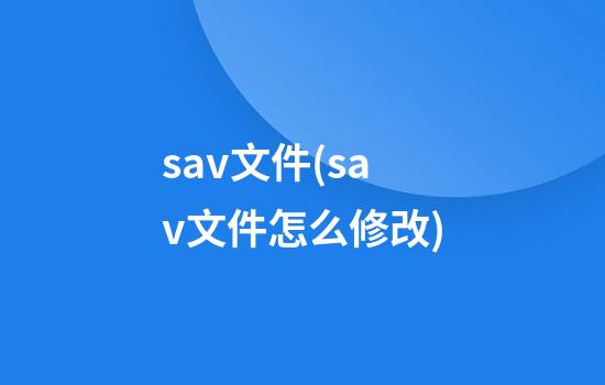 sav文件(sav文件怎么修改)