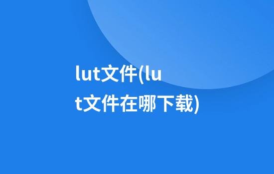 lut文件(lut文件在哪下载)