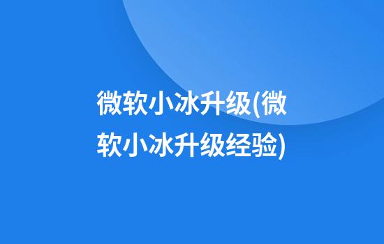 微软小冰升级(微软小冰升级经验)