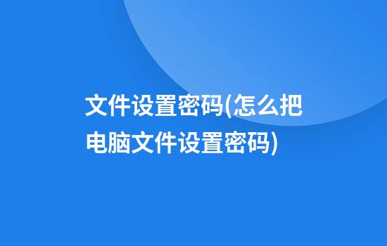 文件设置密码(怎么把电脑文件设置密码)