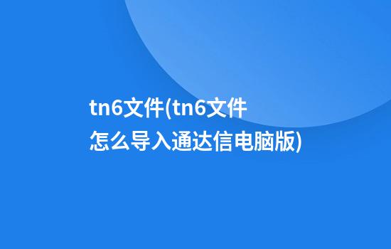 tn6文件(tn6文件怎么导入通达信电脑版)