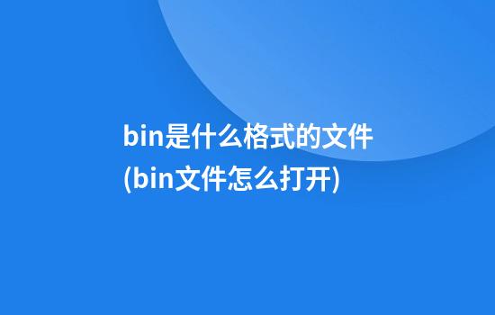 bin是什么格式的文件(bin文件怎么打开)