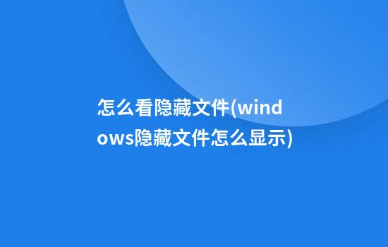 怎么看隐藏文件(windows隐藏文件怎么显示)