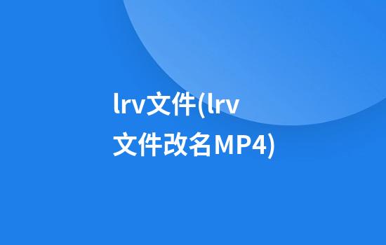 lrv文件(lrv文件改名MP4)