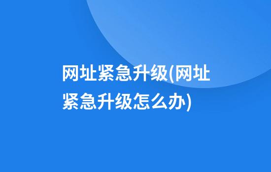 网址紧急升级(网址紧急升级怎么办)