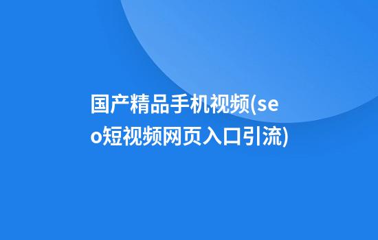 国产精品手机视频(seo短视频网页入口引流)