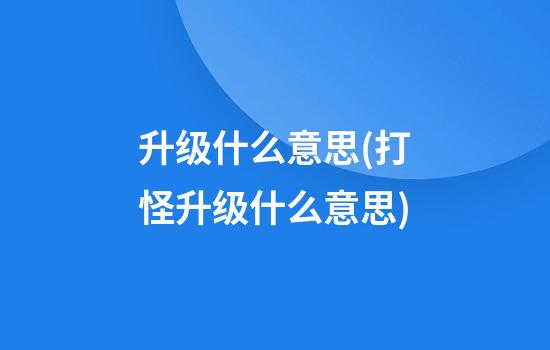 升级什么意思(打怪升级什么意思)