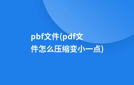 pbf文件(pdf文件怎么压缩变小一点)