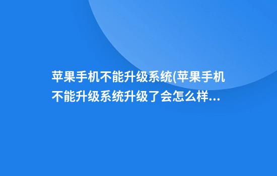 苹果手机不能升级系统(苹果手机不能升级系统升级了会怎么样)