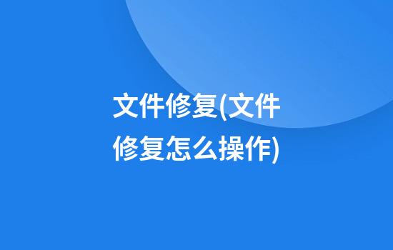 文件修复(文件修复怎么操作)