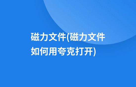 磁力文件(磁力文件如何用夸克打开)