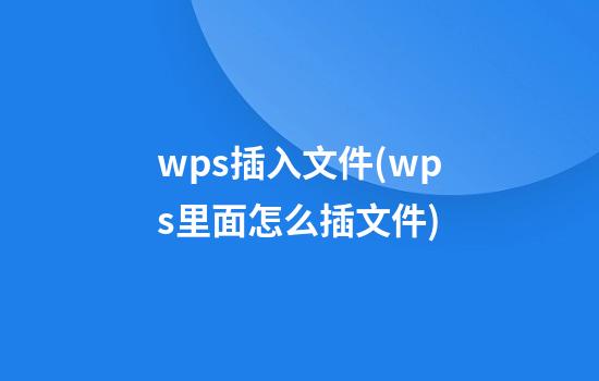 wps插入文件(wps里面怎么插文件)