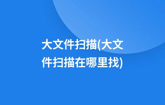 大文件扫描(大文件扫描在哪里找)