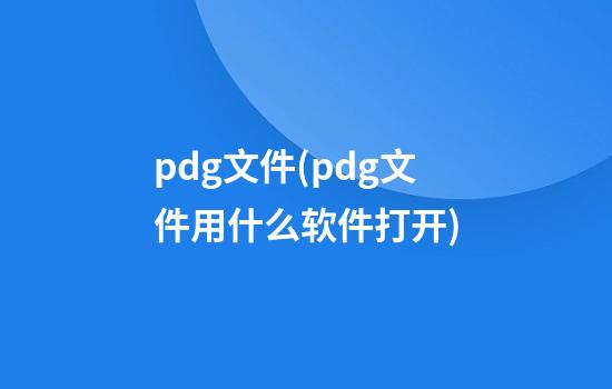 pdg文件(pdg文件用什么软件打开)