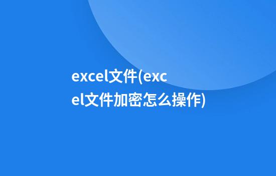 excel文件(excel文件加密怎么操作)