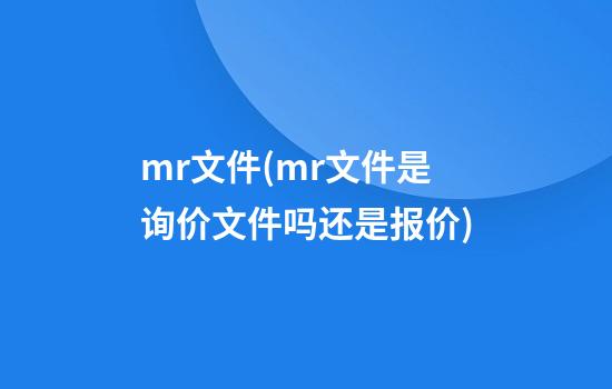 mr文件(mr文件是询价文件吗还是报价)