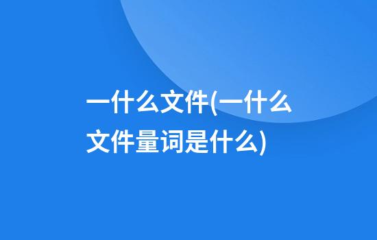 一什么文件(一什么文件量词是什么)