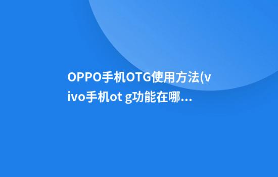 OPPO手机OTG使用方法(vivo手机ot g功能在哪里)