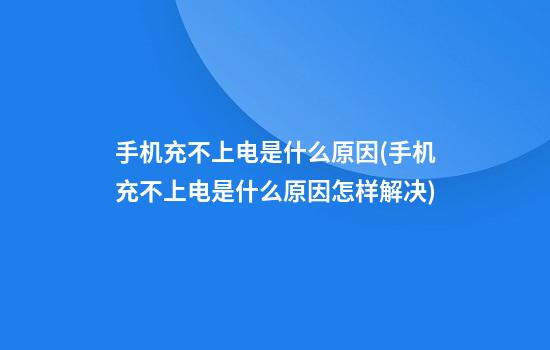 手机充不上电是什么原因(手机充不上电是什么原因怎样解决)