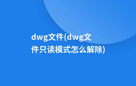 .dwg文件(dwg文件只读模式怎么解除)