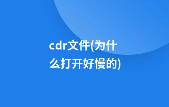 .cdr文件(为什么打开好慢的)