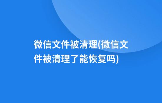 微信文件被清理(微信文件被清理了能恢复吗)